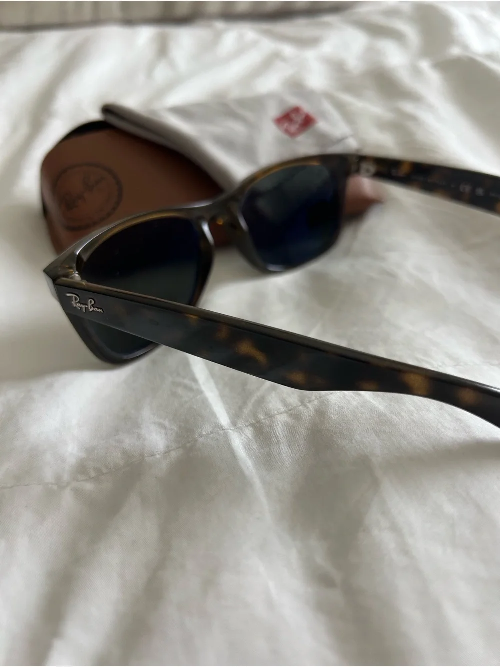 Ray-Ban Tortoise Frame Sunglasses with Dark Lenses